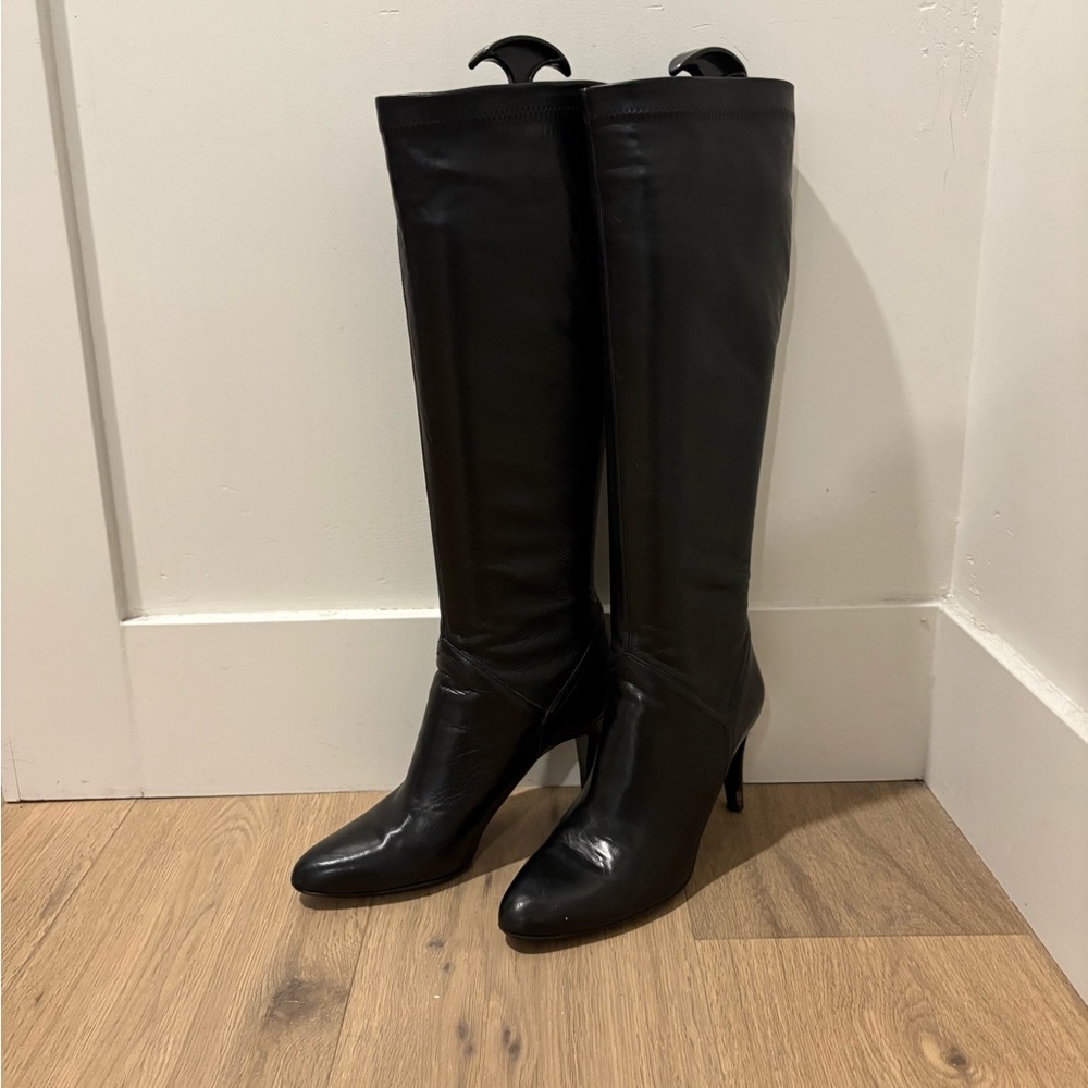 Black Leather Knee-High Boots